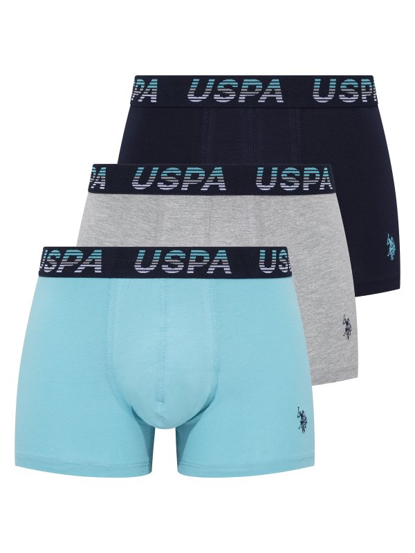 U.S. POLO ASSN. 3Pack boxerky 80432 tm.modrá, mint, sv.šedá | Vermali.cz